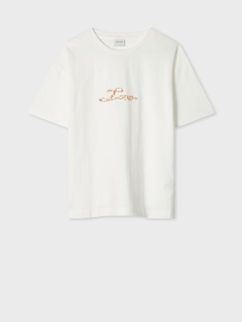 Paul Smith Women's Ecru 'Love' Embroidered T-Shirt