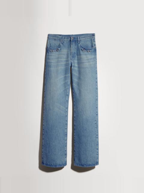 GUCCI Flared cotton denim pants with Horsebit