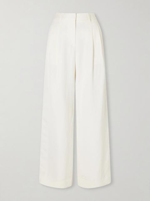 TWP Sulli Pleated Striped Coated Woven Wide-leg Pants