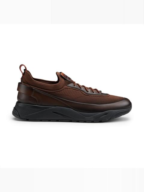 Santoni Men's dark brown leather sneaker