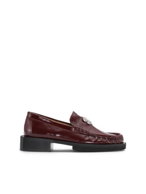 GANNI Butterfly-plaque leather loafers