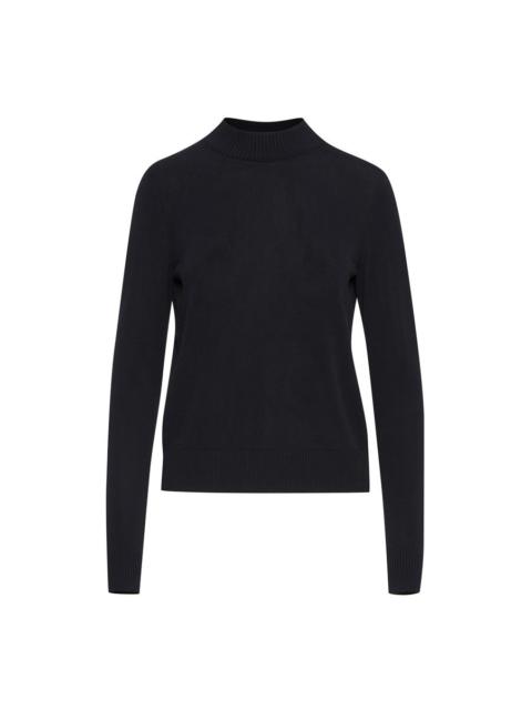 Oscar de la Renta PLEATED JERSEY INSET PULLOVER