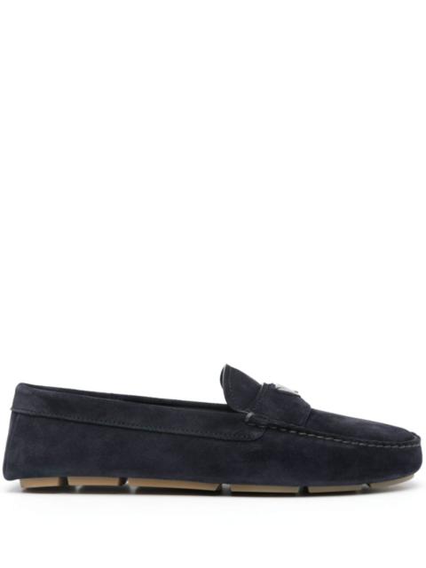 Prada enamel-triangle-logo suede loafers