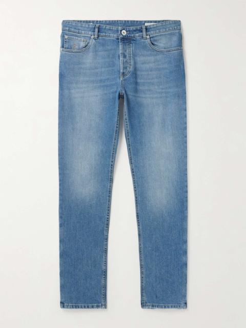 Slim-Fit Straight-Leg Logo-Embroidered Jeans