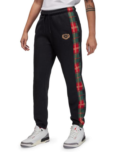 Brooklyn Plaid Fleece Sweatpants in Black/Elemental Gold