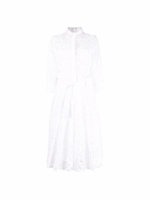 floral-lace pleated shirt-dress