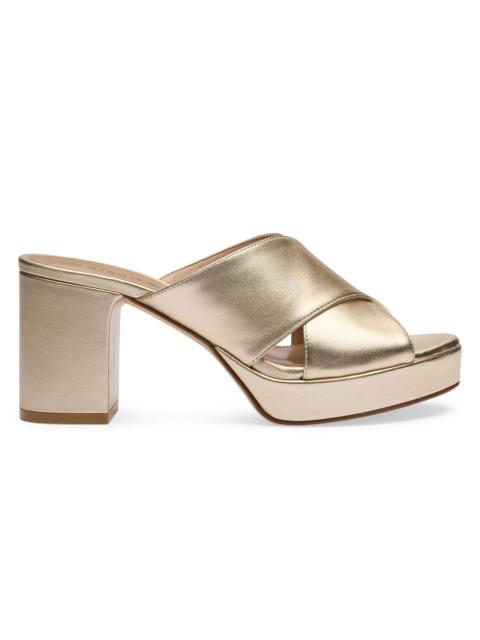 Stuart Weitzman Women's Dayna 80MM Leather Platform Sandals - Light Gold