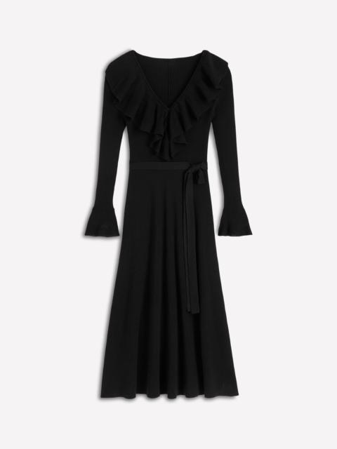 BODEN Ruffled Ribbed Dress-Black