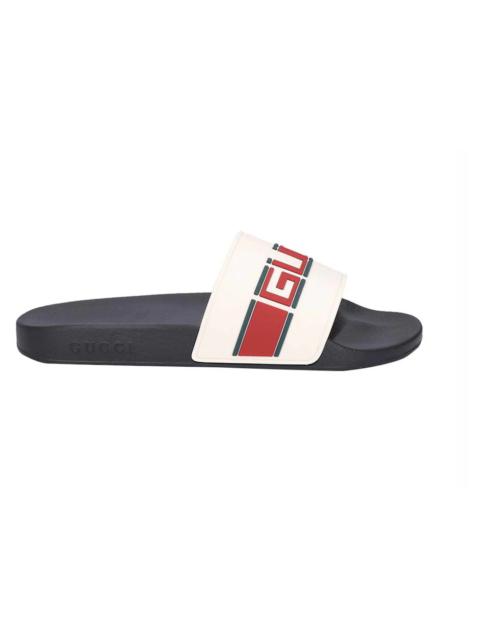 GUCCI Gucci Stripe Rubber Slide White Red Green