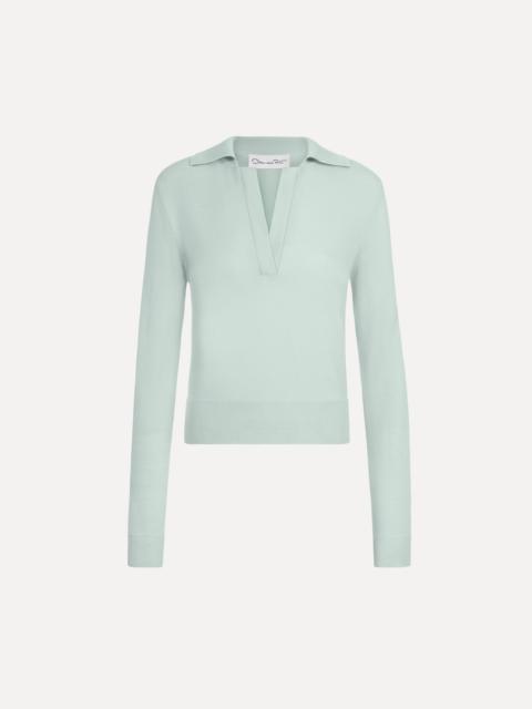 Oscar de la Renta WOOL POLO PULLOVER