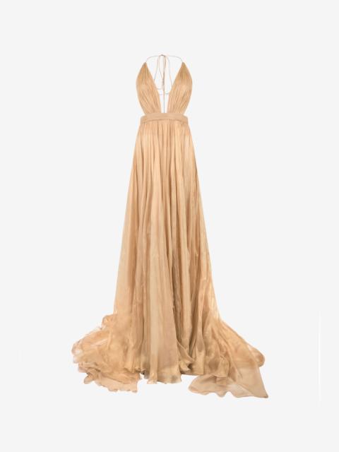 Roberto Cavalli Gold Silk Maxi Dress