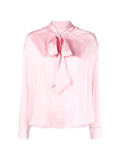 ribbon-fastened silk blouse