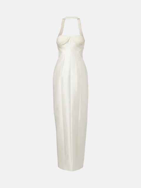 DANIELLE FRANKEL Bridal Lette wool and silk bustier gown