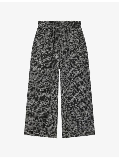 WHISTLES Grid-Print Elasticated-Waist Woven Trousers