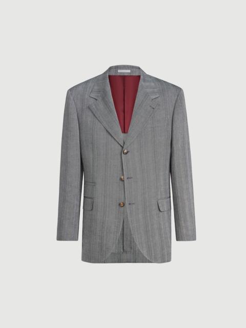 Brunello Cucinelli Hemp, virgin wool and silk chevron Tailor blazer