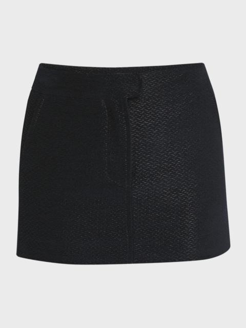 Metallic Silk-Blend Boucle Mini Skirt