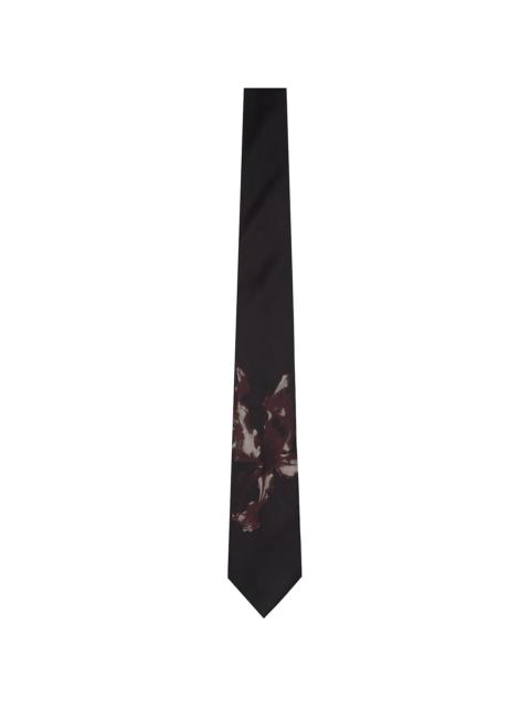 Dries Van Noten Black Floral Tie
