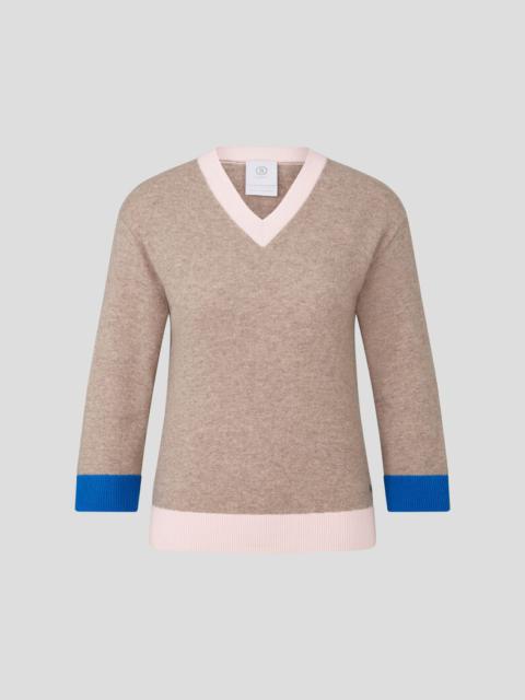 BOGNER Cassie Cashmere pullover in Beige/Rosé/Azure blue
