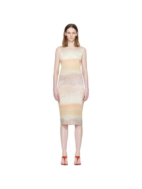 Pleats Please Issey Miyake Beige Sea Bubble Midi Dress