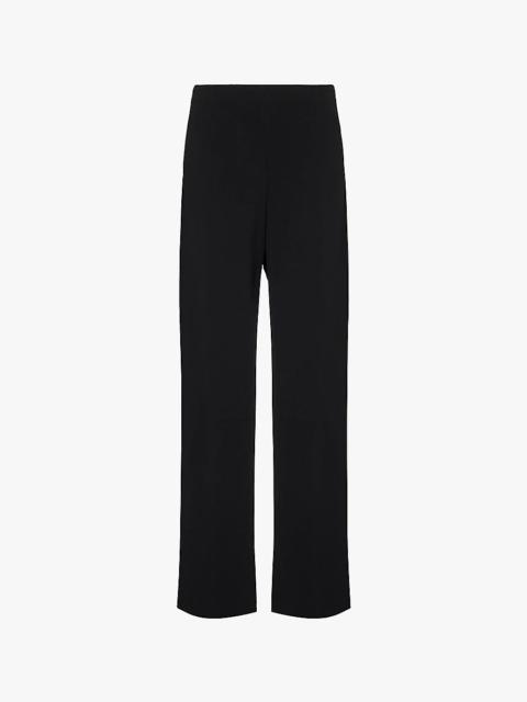 Vince Bias elasticated-waistband straight-leg high-rise woven-blend trousers