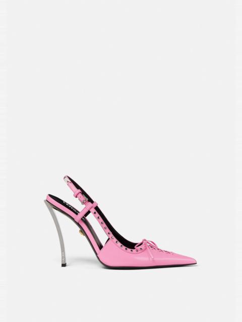 VERSACE Laced Pin-Point Slingback Pumps