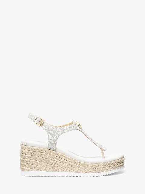 MICHAEL KORS Val Signature Logo Thong Wedge Sandal