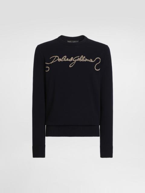 Dolce & Gabbana Smooth knit pullover with embroidery