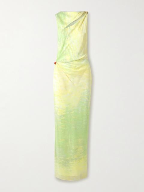 SIR. Citterio Embellished Cutout Printed Crepe De Chine Maxi Dress