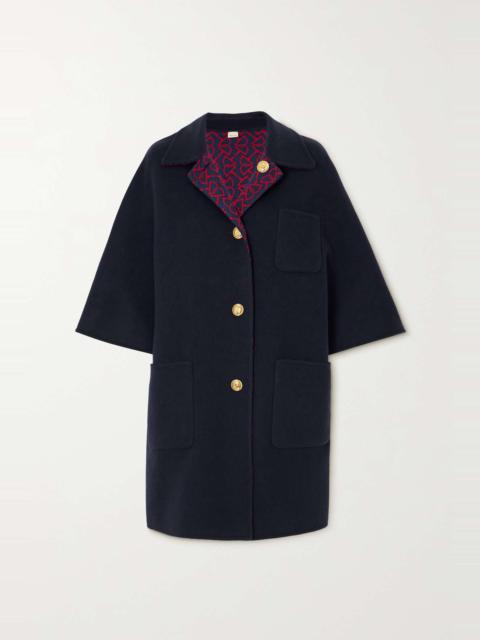 Reversible wool and silk-blend jacquard coat