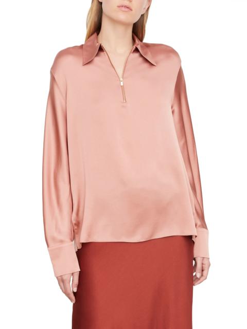 Half Zip Silk Blouse