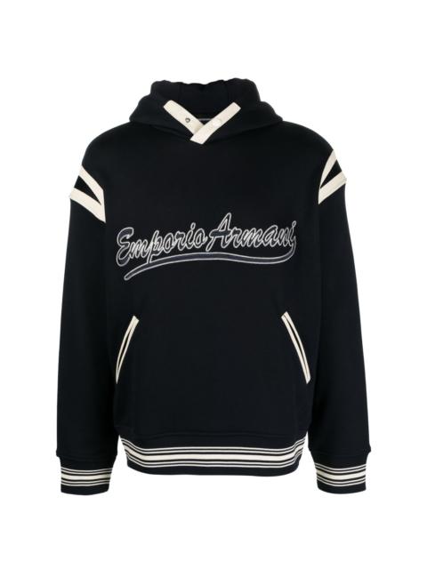 logo-embroidered jersey hoodie