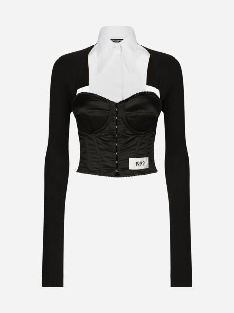 Jersey, satin and poplin corset top