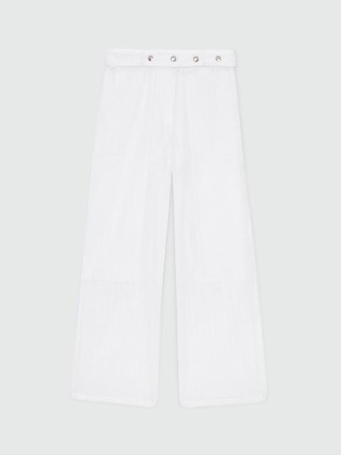 MSGM Off-white poplin wide-leg trousers with Sangallo embroidery and maxi front patch pockets