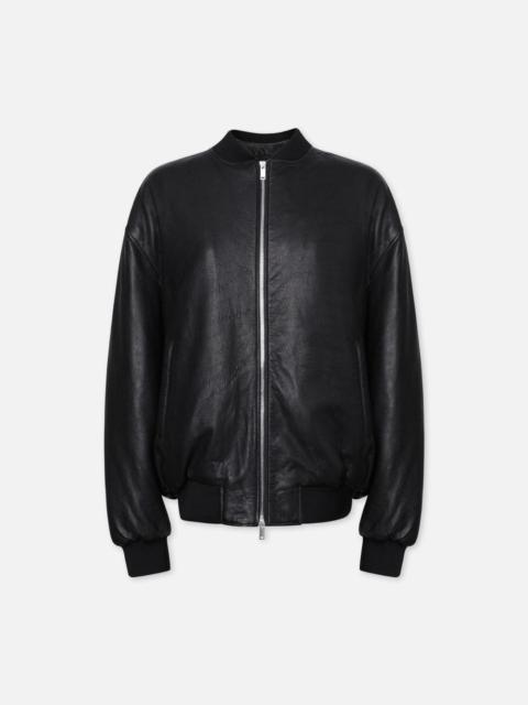 FRAME Oversized Leather Bomber in Black