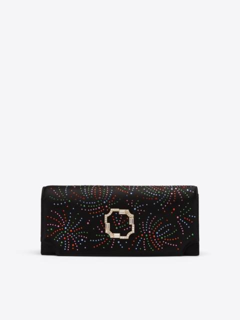 MALONE SOULIERS Vivien Black Crystal-Embellished Satin Clutch Bag
