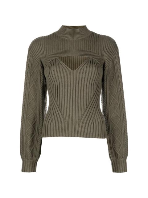 ribbed-knit cut-out jumper
