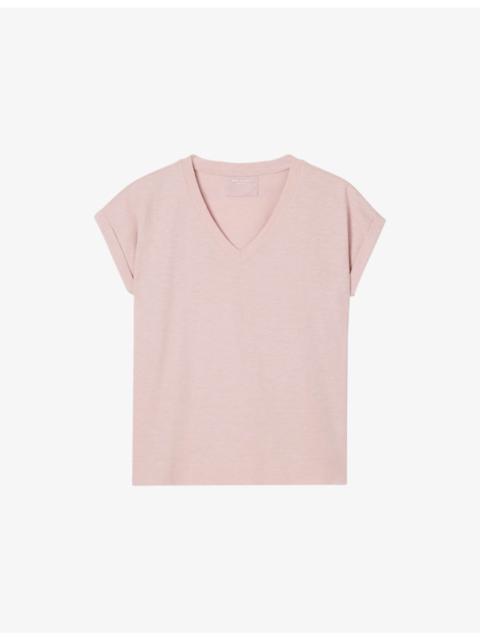 WHISTLES Willa V-Neck Cotton-Jersey T-Shirt
