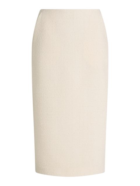 David Koma Bouclé Midi Pencil Skirt white