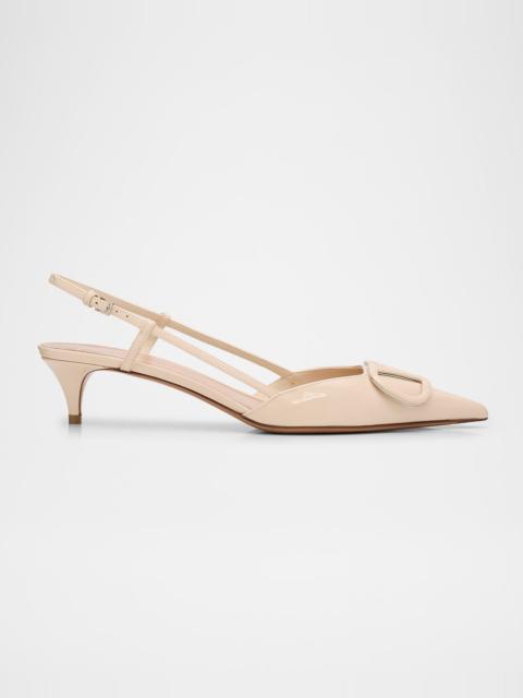 Valentino 40mm VLogo Patent Leather Slingback Pumps
