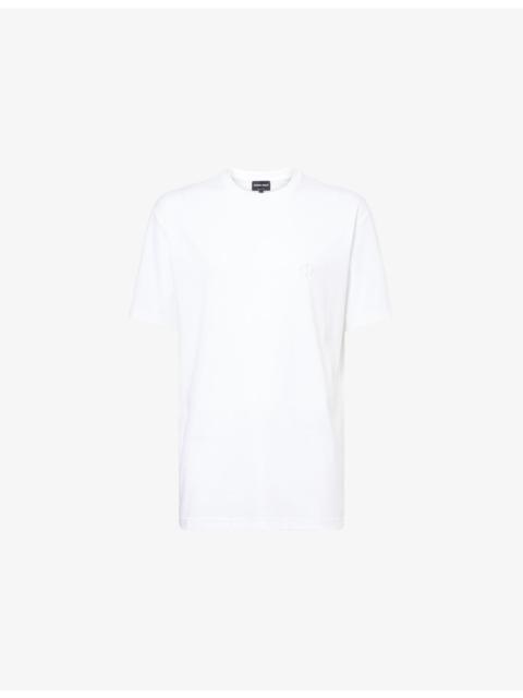 GIORGIO ARMANI Embroidered-Logo Crewneck Cotton T-Shirt