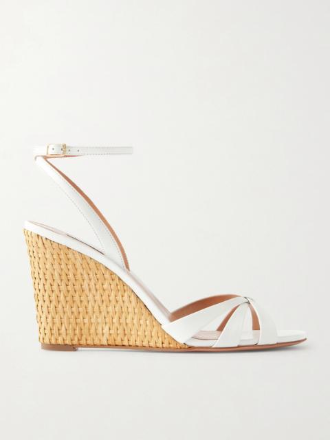 AQUAZZURA Tati 85 Leather Wedge Sandals