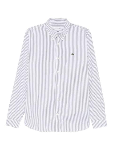 LACOSTE striped Logo-patch shirt