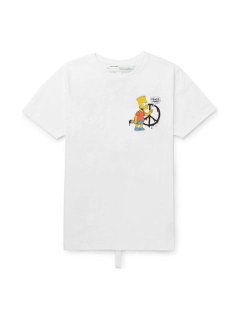 Off-White 남자의 오프 화이트 x 심슨 / 심슨 크로스 오버 인쇄 짧은 소매 정규 버전 화이트