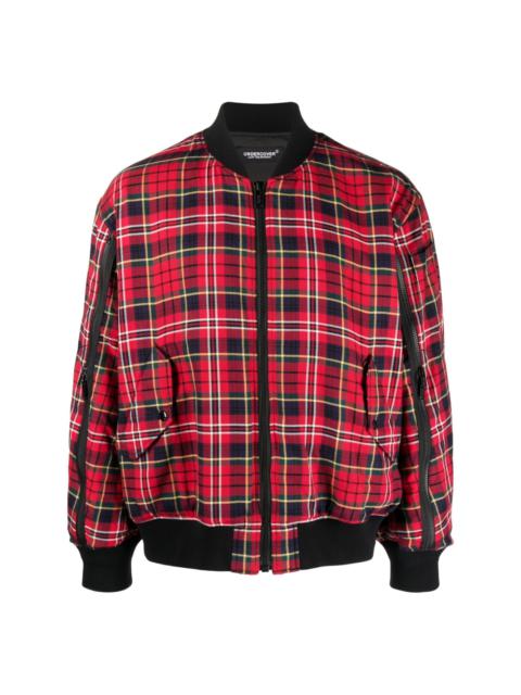 plaid-check print bomber jacket