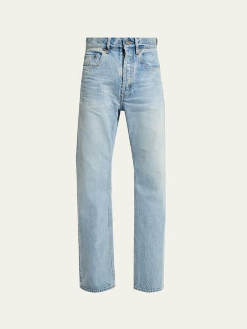 SAINT LAURENT Men's Aged Denim Straight-Leg Jeans