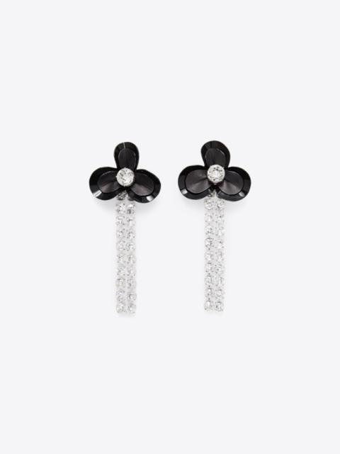 AREA LEATHER FLOWER CHANDELIER EARRINGS