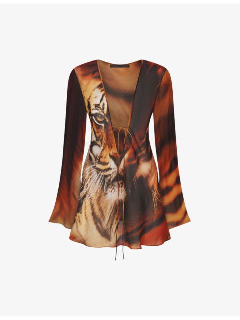 SKIMS SKIMS x Cavalli Graphic-Print Stretch-Woven Cover-Up