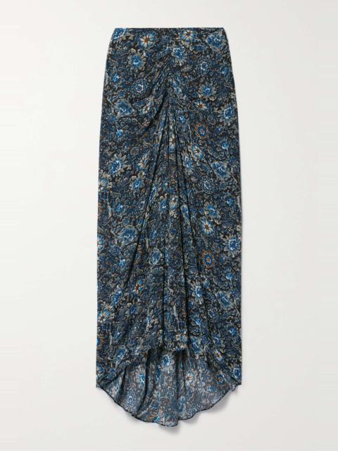 Limani ruched floral-print georgette maxi skirt
