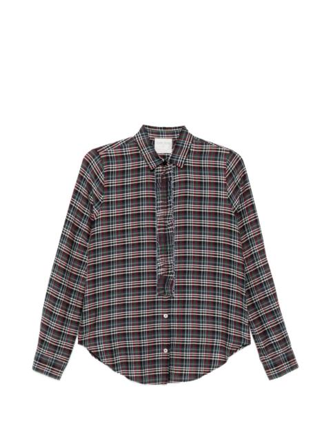 forte_forte ruffled-trim tartan-print shirt