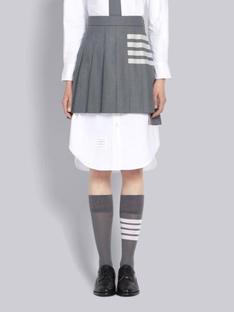 Medium Grey Plain Weave Mini Pleated 4-Bar Skirt